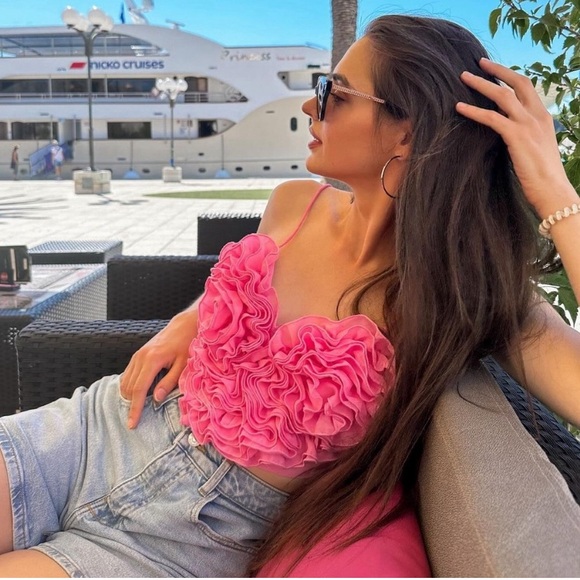 ZARA VOLUMINOUS HEART CROP TOP - Picture 3 of 16